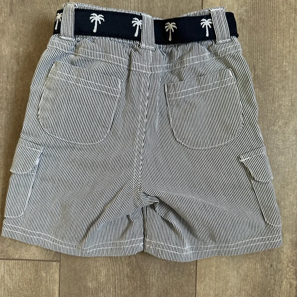 New Gymboree Striped Seersucker Cargo Shorts & Nautical Palm Belt 6-12M baby boy